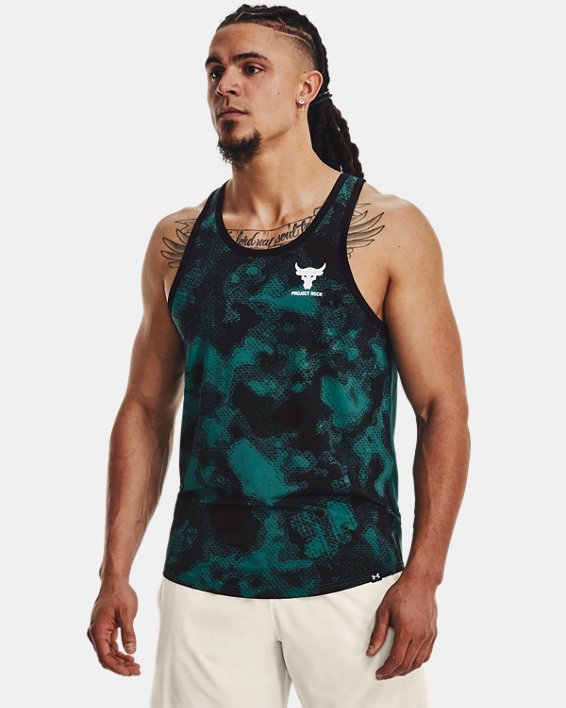 Men's Project Rock Iso-Chill Muscle Tank, Green, pdpMainDesktop image number 0